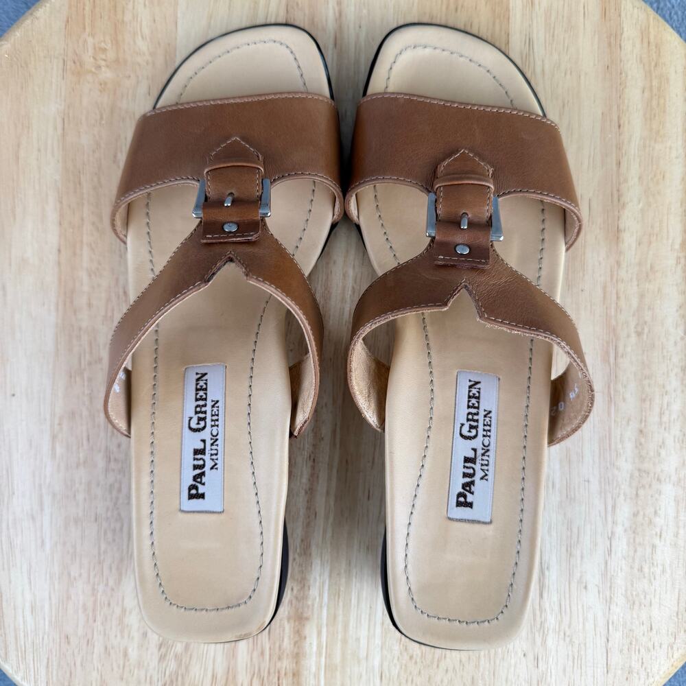 Paul Green München Brown Leather Slide Sandals Women’s Size 3.5 UK / 6 US - Picture 6 of 8